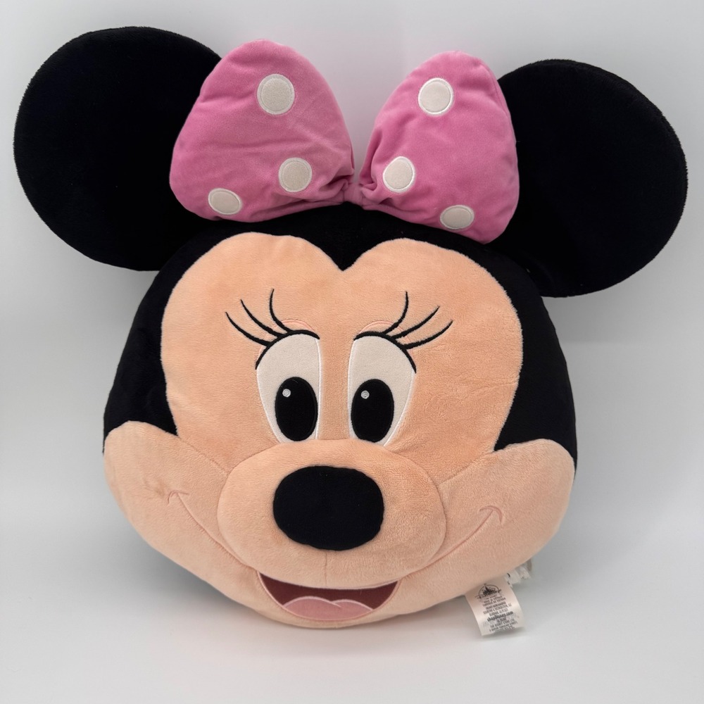 Disney Minnie Mouse Pillow Plush Pink Bow Polka Dots Kids Room Decor